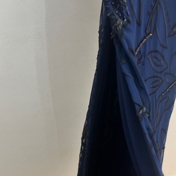 Aidan Mattox Midnight Blue sequins sleeveless Floral Maxi Dress - Picture 7 of 11